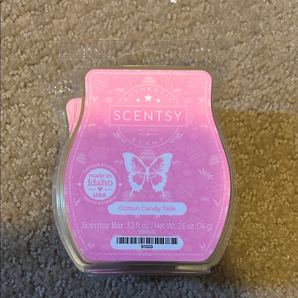 Scentsy Cotton Candy Tails Wax Bar - Soft Pink